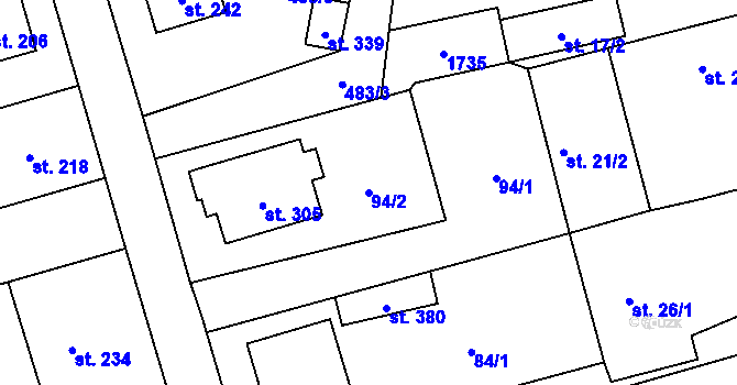 Parcela st. 94/2 v KÚ Skřipov, Katastrální mapa