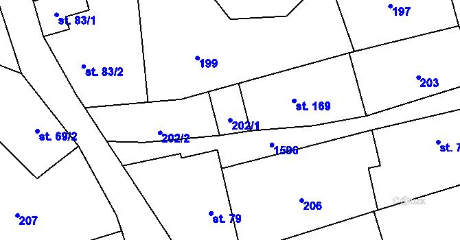 Parcela st. 202/1 v KÚ Skřipov, Katastrální mapa