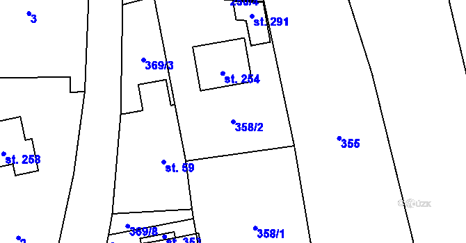 Parcela st. 358/2 v KÚ Skřipov, Katastrální mapa