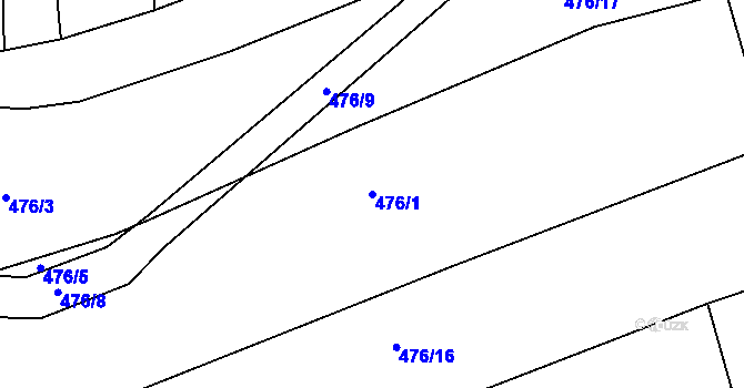 Parcela st. 476/1 v KÚ Skřipov, Katastrální mapa
