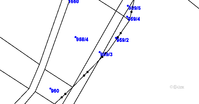 Parcela st. 959/3 v KÚ Skřipov, Katastrální mapa