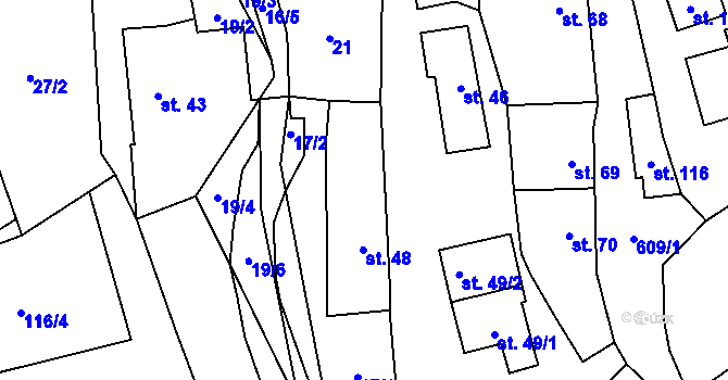 Parcela st. 48 v KÚ Skřivaň, Katastrální mapa