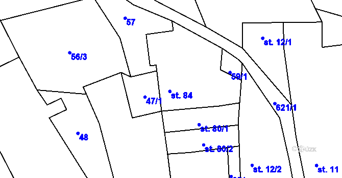 Parcela st. 84 v KÚ Skřivaň, Katastrální mapa
