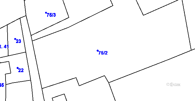 Parcela st. 75/2 v KÚ Skřivaň, Katastrální mapa