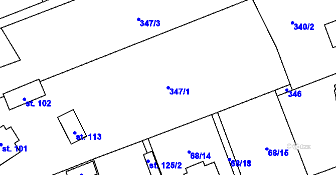 Parcela st. 347/1 v KÚ Skřivaň, Katastrální mapa
