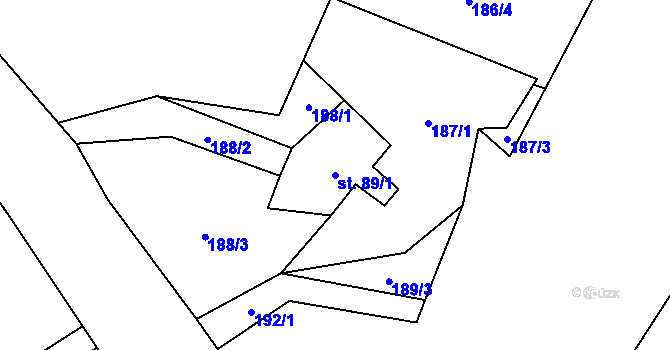 Parcela st. 89/1 v KÚ Skřivany, Katastrální mapa