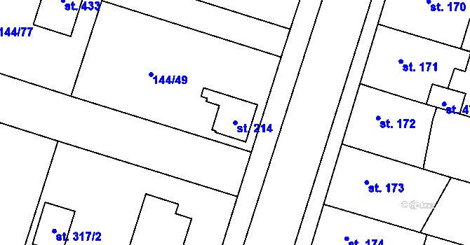 Parcela st. 214 v KÚ Skřivany, Katastrální mapa