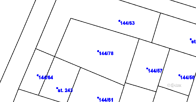 Parcela st. 144/78 v KÚ Skřivany, Katastrální mapa