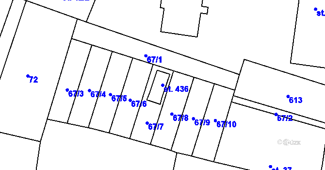 Parcela st. 436 v KÚ Skřivany, Katastrální mapa