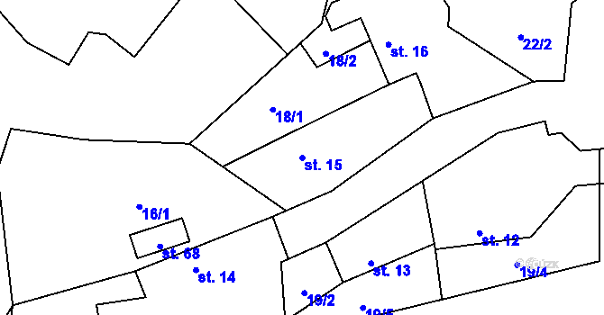 Parcela st. 15 v KÚ Hodyně u Skuhrova, Katastrální mapa