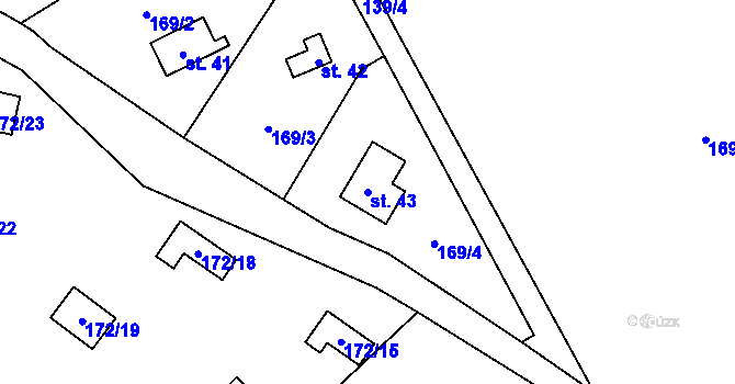 Parcela st. 43 v KÚ Hodyně u Skuhrova, Katastrální mapa
