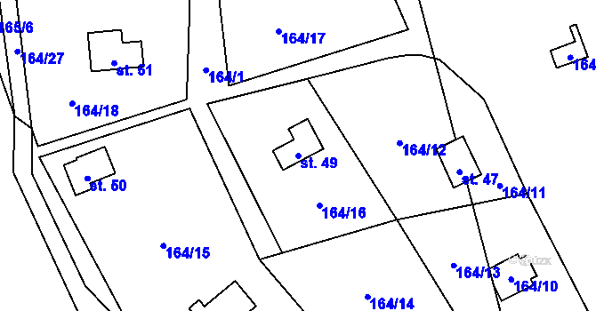 Parcela st. 49 v KÚ Hodyně u Skuhrova, Katastrální mapa