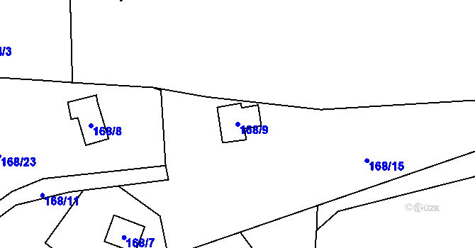Parcela st. 168/9 v KÚ Hodyně u Skuhrova, Katastrální mapa
