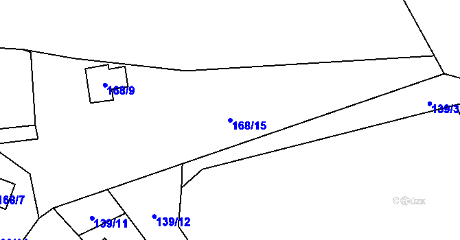 Parcela st. 168/15 v KÚ Hodyně u Skuhrova, Katastrální mapa