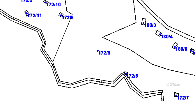 Parcela st. 172/5 v KÚ Hodyně u Skuhrova, Katastrální mapa