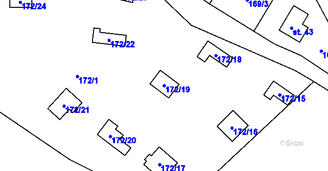 Parcela st. 172/19 v KÚ Hodyně u Skuhrova, Katastrální mapa