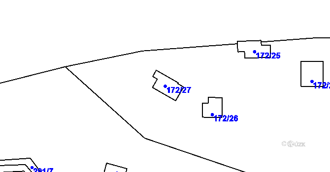 Parcela st. 172/27 v KÚ Hodyně u Skuhrova, Katastrální mapa
