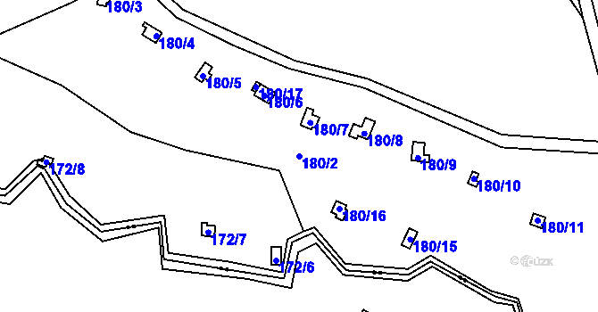 Parcela st. 180/2 v KÚ Hodyně u Skuhrova, Katastrální mapa