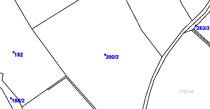Parcela st. 200/2 v KÚ Hodyně u Skuhrova, Katastrální mapa