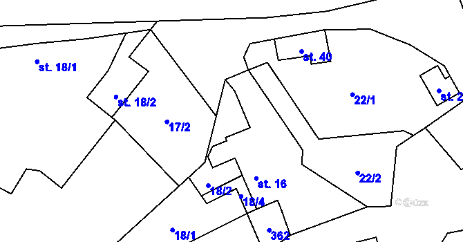 Parcela st. 272/4 v KÚ Hodyně u Skuhrova, Katastrální mapa