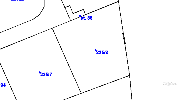 Parcela st. 225/8 v KÚ Hodyně u Skuhrova, Katastrální mapa
