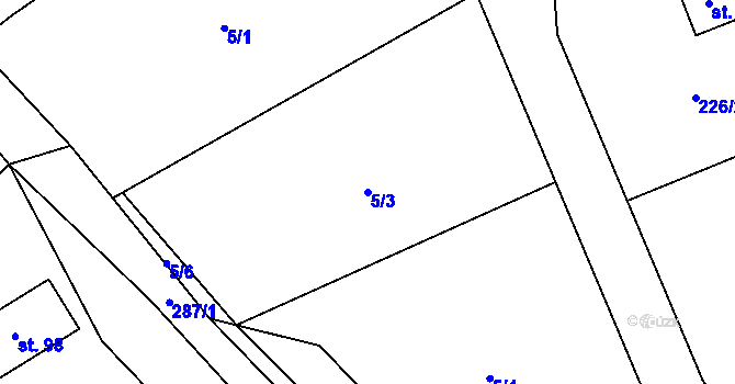 Parcela st. 5/3 v KÚ Hodyně u Skuhrova, Katastrální mapa