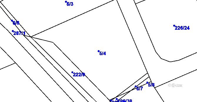 Parcela st. 5/4 v KÚ Hodyně u Skuhrova, Katastrální mapa