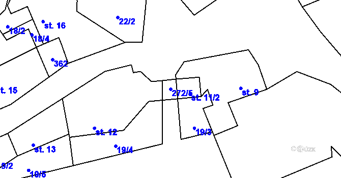 Parcela st. 272/5 v KÚ Hodyně u Skuhrova, Katastrální mapa