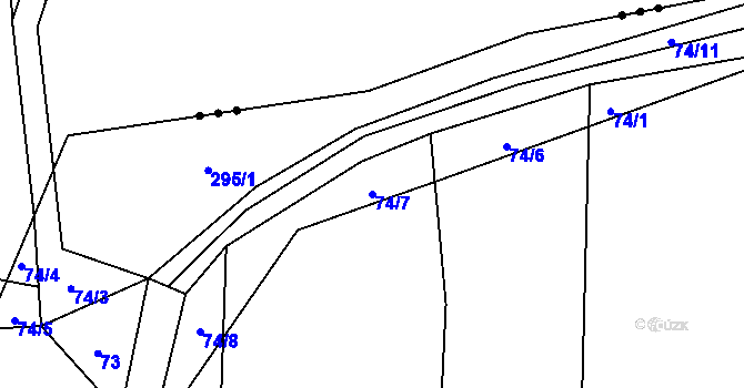 Parcela st. 74/7 v KÚ Hodyně u Skuhrova, Katastrální mapa