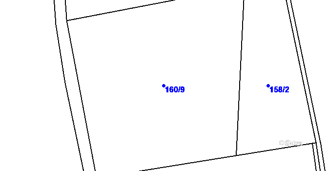 Parcela st. 160/9 v KÚ Hodyně u Skuhrova, Katastrální mapa