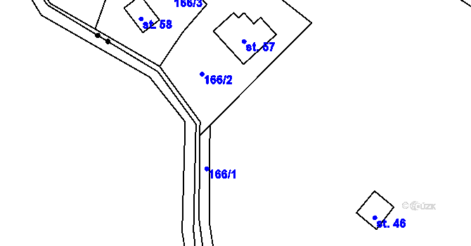 Parcela st. 167/6 v KÚ Hodyně u Skuhrova, Katastrální mapa