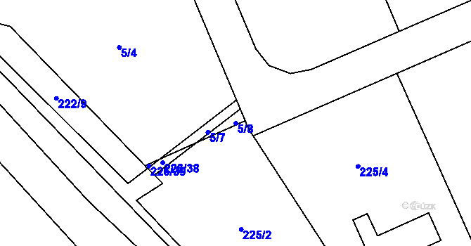 Parcela st. 5/8 v KÚ Hodyně u Skuhrova, Katastrální mapa