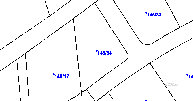 Parcela st. 146/34 v KÚ Hodyně u Skuhrova, Katastrální mapa