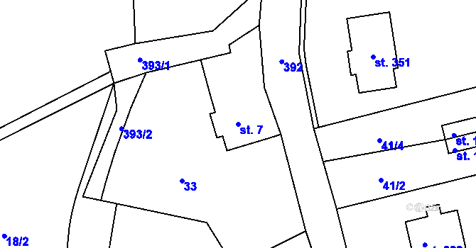 Parcela st. 7 v KÚ Skuhrov pod Brdy, Katastrální mapa