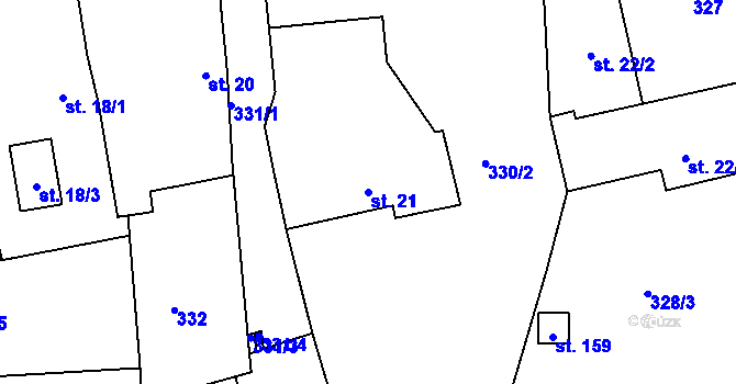 Parcela st. 21 v KÚ Skuhrov pod Brdy, Katastrální mapa