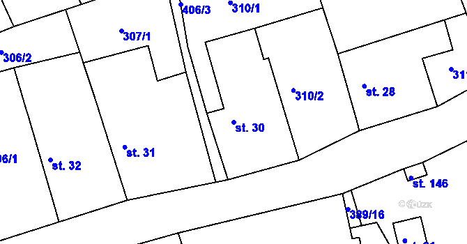 Parcela st. 30 v KÚ Skuhrov pod Brdy, Katastrální mapa