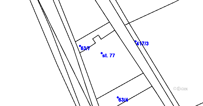 Parcela st. 77 v KÚ Skuhrov pod Brdy, Katastrální mapa