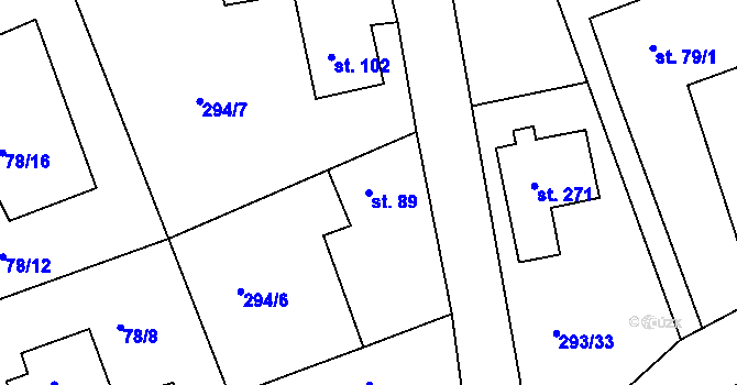 Parcela st. 89 v KÚ Skuhrov pod Brdy, Katastrální mapa