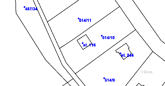 Parcela st. 116 v KÚ Skuhrov pod Brdy, Katastrální mapa
