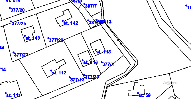 Parcela st. 118 v KÚ Skuhrov pod Brdy, Katastrální mapa