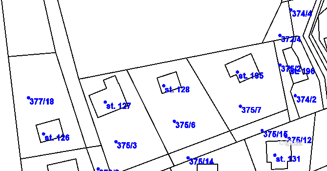 Parcela st. 128 v KÚ Skuhrov pod Brdy, Katastrální mapa