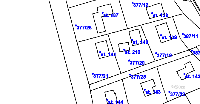 Parcela st. 141 v KÚ Skuhrov pod Brdy, Katastrální mapa
