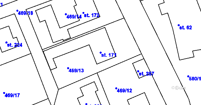 Parcela st. 171 v KÚ Skuhrov pod Brdy, Katastrální mapa