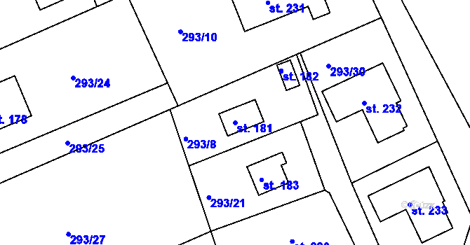 Parcela st. 181 v KÚ Skuhrov pod Brdy, Katastrální mapa