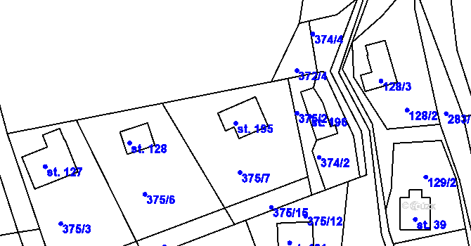 Parcela st. 195 v KÚ Skuhrov pod Brdy, Katastrální mapa