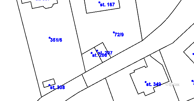 Parcela st. 207 v KÚ Skuhrov pod Brdy, Katastrální mapa
