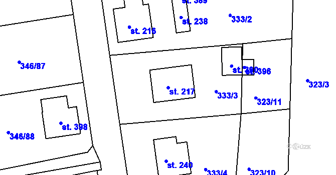 Parcela st. 217 v KÚ Skuhrov pod Brdy, Katastrální mapa