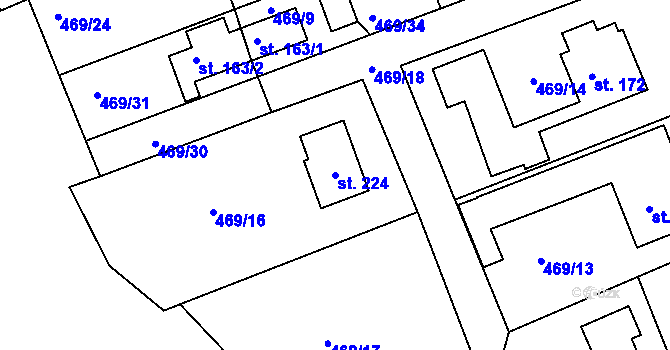 Parcela st. 224 v KÚ Skuhrov pod Brdy, Katastrální mapa