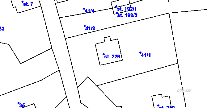 Parcela st. 229 v KÚ Skuhrov pod Brdy, Katastrální mapa