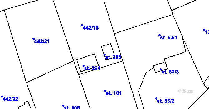 Parcela st. 265 v KÚ Skuhrov pod Brdy, Katastrální mapa
